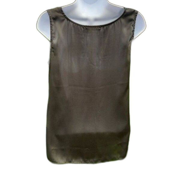 Satin black tank top lace neck sleeveless size S - Picture 5 of 5
